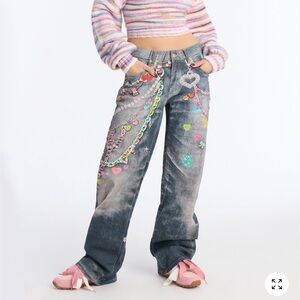 Fashion Nova Sweet Charms Printed Straight Leg jeans